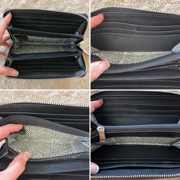 Rebecca Minkoff Large Studded Serafino Leather Zip Around Wallet Navy Blue - Picture 6 of 11